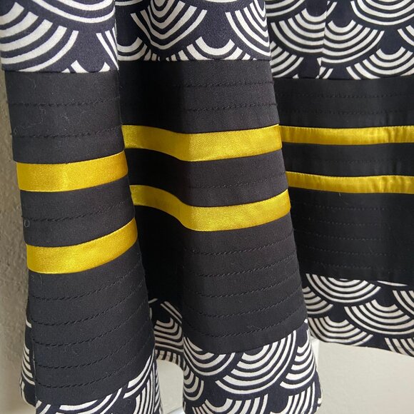 Nine West Double V Fit & Flare Midi Dress Women's 14 Black Geometric Sleeveless - Picture 7 of 10